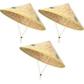 Traditional Asian Rice Bamboo Straw Hats, Chinese Vietnamese Rice Style,Unisex for Gardening Gardening,Fishing,17 "