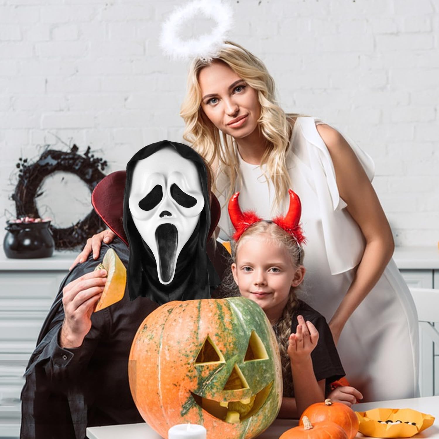 Halloween Mask Natural Latex Scary Skull Mask - Halloween Horror Full Head Masquerade Cosplay Party Decoration Props