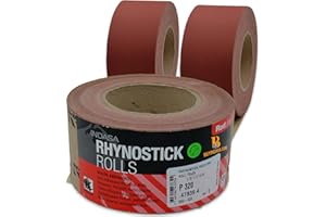 Indasa 2.75" PSA Sandpaper Roll - Rhynostick 80-Grit 27 Yard Long Continuous Roll, Self-Adhesive Stickyback Sand Paper for Woodworking, Automotive, Metal (Aluminum Oxide Plus Lubricant), Redline