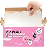 Lunderg Rose Scented Super Absorbent Commode Pads - Medical Grade Value Pack 250 Count - for Disposable Bedside Commode Liners, Adult Chairs, Portable Buckets & Camping Toilet Bags - Light Scent
