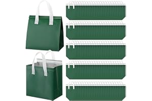 FoldTier 50 Pcs Insulated Take Away Bags Bulk Thermal Insulation Food Bags for Coffee Milk Tea Hot Cold Fresh Food Seafood Cooler Pizza Delivery for Catering Restaurant Grocery (Classic,Dark Green)