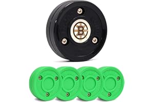 Green Biscuit Hockey Puck - 4 Pack Original Off Ice Hockey Pucks with 1 NHL Puck and GB Stickers - Official Street Hockey Puck to Improve Stickhandling and Passing Skills