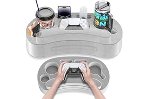 LVVIL Couch Cup Holder Pillow Tray with 6 Slots, Gaming Pillow Couch Cupholder Tray with Armrest Cushion, Couch Caddy & Buddy with Drink, Controller, Remote, Phone Holder, Gaming Snack Holder