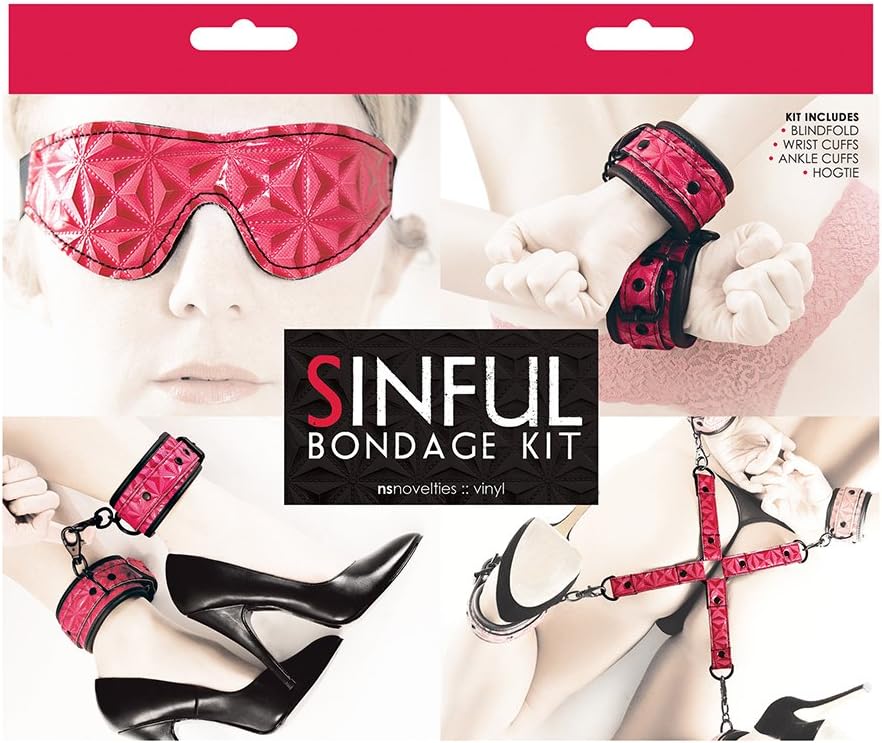 NS Novelties Sinful Pink Bondage Kit, Black - Image 3
