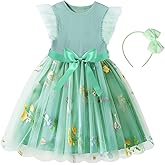 Toddler Baby Girl Tulle Dress Rainbow Tutu Princess Dress Sequin Ruffle Sleeve Sundress for Birthday Party 2-6Y