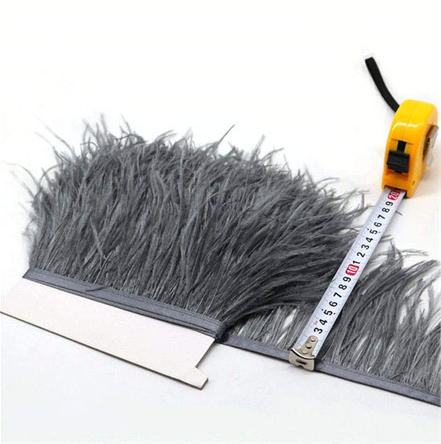 36 Colours Quality Ostrich Feather Trimming Fringe for Millinery Craft Dress Making (Dark Grey,2 Meters)