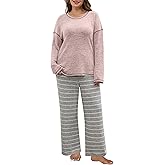 Blooming Jelly Womens Plus Size Pajamas Sets Cute 2 Piece Lounge Set Color Block Matching Fall Pjs Loungewear Pockets