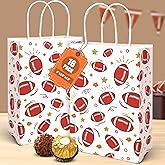 VGOODALL Paper Gift Bags, Football Goodie Bags with Handles, 5.5 x 2.8 x 8 Inches, Pack of 16 for Team Snack kids Birthday Party Favor Supplies
