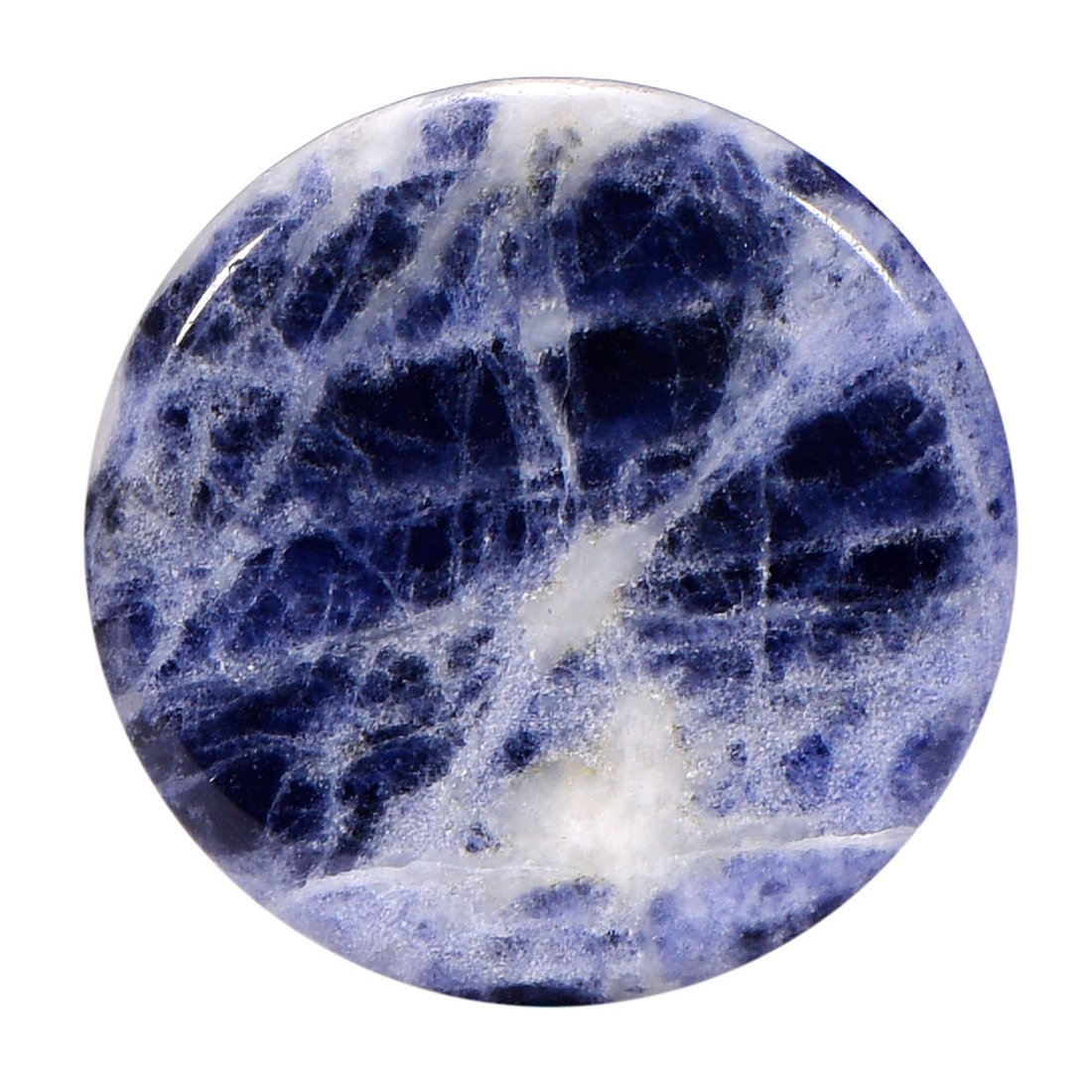 Morella Women Small Coin 23 mm 0.9" Gemstone Chakra Plate Necklace Pendant and to gain Strength - African Sodalite