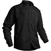 Yevtzl Mens Fishing Shirts Long Sleeve Button Up Ripstop Work Shirts with Zipper Pockets for Outdoor Safari Hiking Hunting