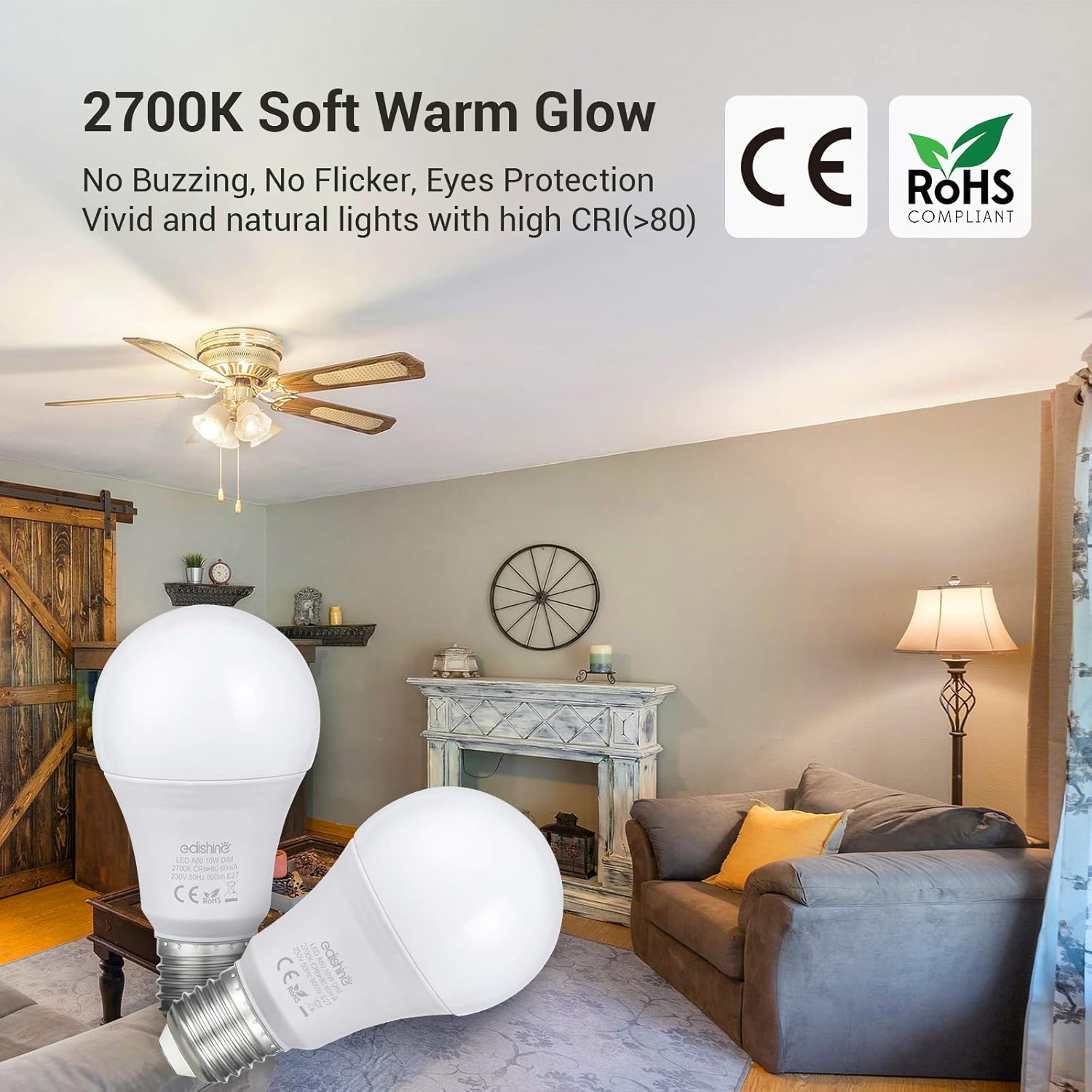 EDISHINE 6 Pack E27 Dimmable Bulb, Led Bulb Warm White 2700K, 10W E27 Screw Bulb - Image 5