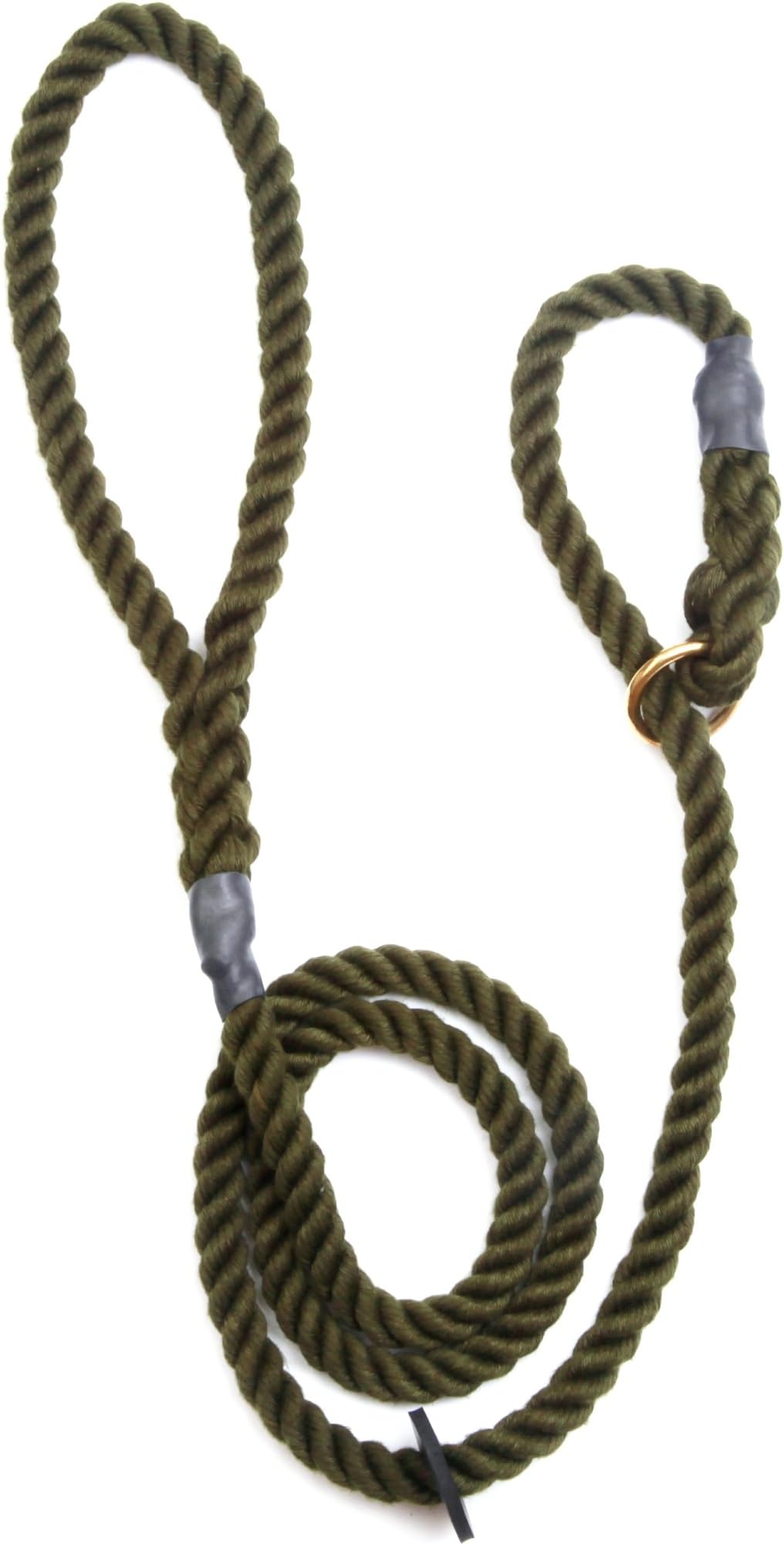 Outhwaite Rope Gun Dog Slip Lead, 8 mm x 60-inch, Olive
