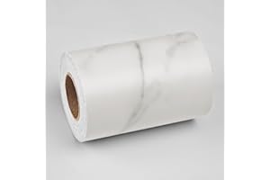 Wallercity White/Grey Marble Contact Paper Mirror Borders Peel and Stick Wallpaper Border Sticker for Bathroom Mirror Frame Decor Vinyl Waterproof Marble Border Contact Paper for Kitchen Bedroom