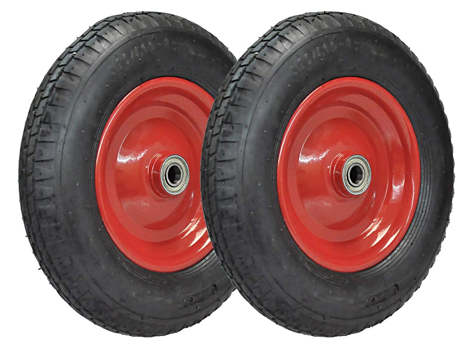 Set of 2 wheels for wheelbarrow tyres complete wheel 4.80/4.008