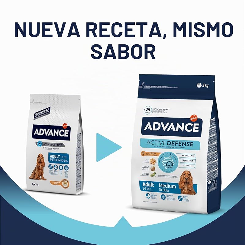 Frango adulto médio, ração adulta de raça média com frango, 3kg