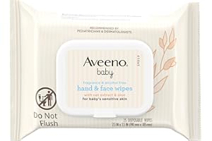 Aveeno Baby Fragrance-Free Hand & Face Wipes with Oat Extract & Aloe, Cleansing & Moisturizing Baby Wipes for Sensitive Skin, Sulfate-, Alcohol-, Paraben- & Dye-Free, Hypoallergenic, 25 ct (Pack of 4)