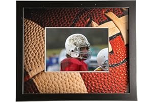 iFrame Commemorative Sports Athletics picture frames I Fits 5x7 Photograph I Real Wood Black Finish I Desktop, Table or Wall Mount I Shatterproof Plexiglass I Made In USA I Football