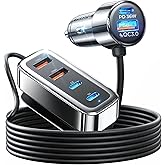 AINOPE 108W USB C Car Charger with 6 Fast Charging Ports, Road Trip Essentials Cigarette Lighter Car Travel Essentials for Long Trips Kids for iPhone 16 15 Pro Max 14 iPad S24 S25 Hire Tablet 17