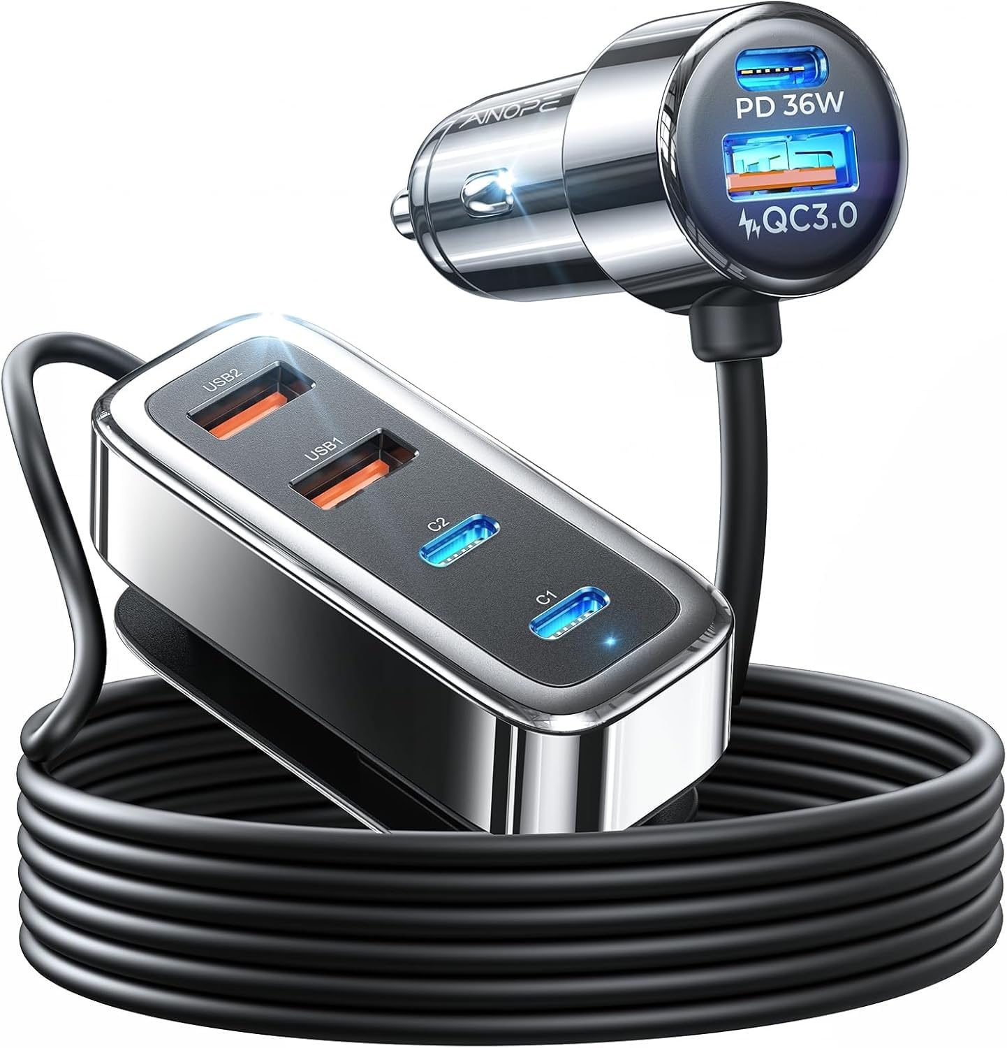 Photo 1 of AINOPE 108W USB C Car Charger with 6 Fast Charging Ports, Road Trip Essentials Cigarette Lighter Car Travel Essentials for Long Trips Kids for iPhone 16 15 Pro Max 14 iPad S24 S25 Hire Tablet 17