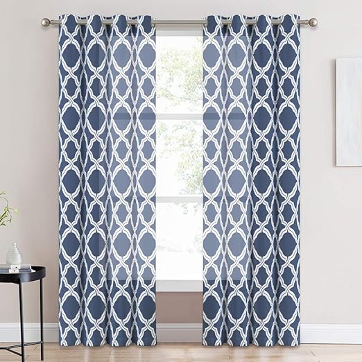 Amazon Com Kgorge Quatrefoil Print Sheer Curtains For Home Decor