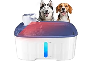 HICUPER Dog Water Fountain for Large Dogs, 2.1Gal/8L/230oz Pet Water Fountain with Intelligent Mode, Ultra Quiet, BPA-Free,Battery,cordless, LED Reminder,Ideal for Multiple Dogs & Cats. White
