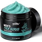 Men's Face Scrub Eucalyptus Exfoliating Facial Scrub for Men Exfoliator | Deep Cleansing Exfoliation Pre Shave Prep with Aha Bha Helps Reduce Blackheads Smooths Rough Skin Hydrates Skin 150g/5.29oz