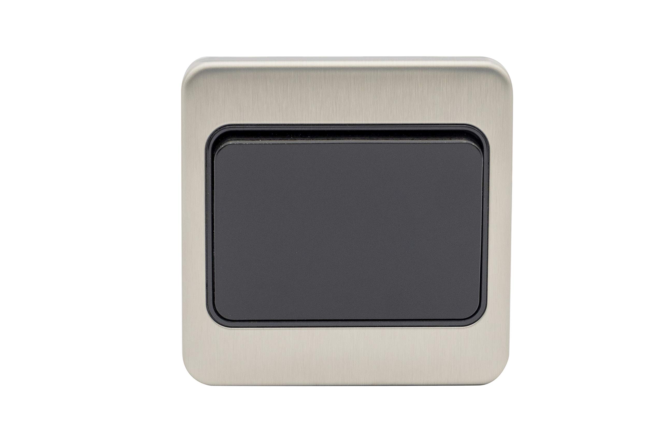 Schneider Electric Lisse Screwless Deco - Single Wide Rocker 2 Way Light Switch, 10AX, GGBL1012WBSS, Stainless Steel with Black Insert