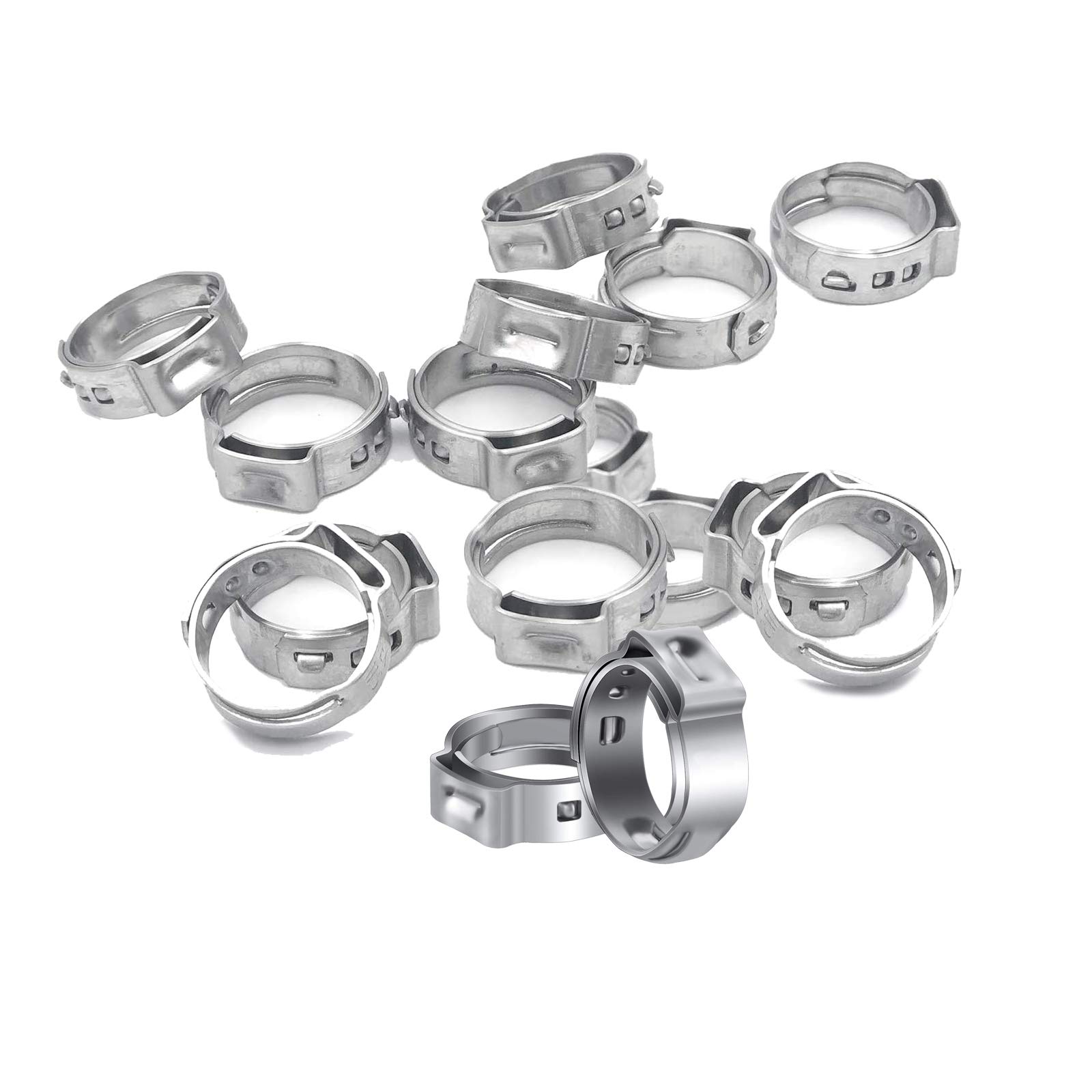 PEX Clamp Ring 5/8 inch, 304 Stainless Steel PEX Cinch Clamp Rings, Pinch Clamps for PEX Tubing Pipe Fitting Connections, Pack of 50 (5/8 inch)