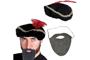 Degpum Medieval Hat with Beard, Medieval Renaissance Hat Accessories, Minstrel Costume, Renaissance Costume Accessories