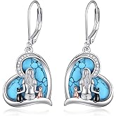 YFN Cat Earrings Sterling Silver Dangle Drop Leverback Earrings Jewelry Gifts for Women