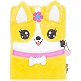 YOYTOO Corgi Dog Diary for Girls with Lock, Plush Corgi Toys Gift for Teen Girls, Kids Corgi Writing Journal Notebook, Birthday Gifts for Little Girls Ages 5 6 7 8 9 10-12 Year Old