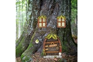 Meyas Garden Sculpture Outdoor Statues Window and Door, Garden Outdoor Statues Figurine Trees Decoration, Yard Art Lawn Sculp