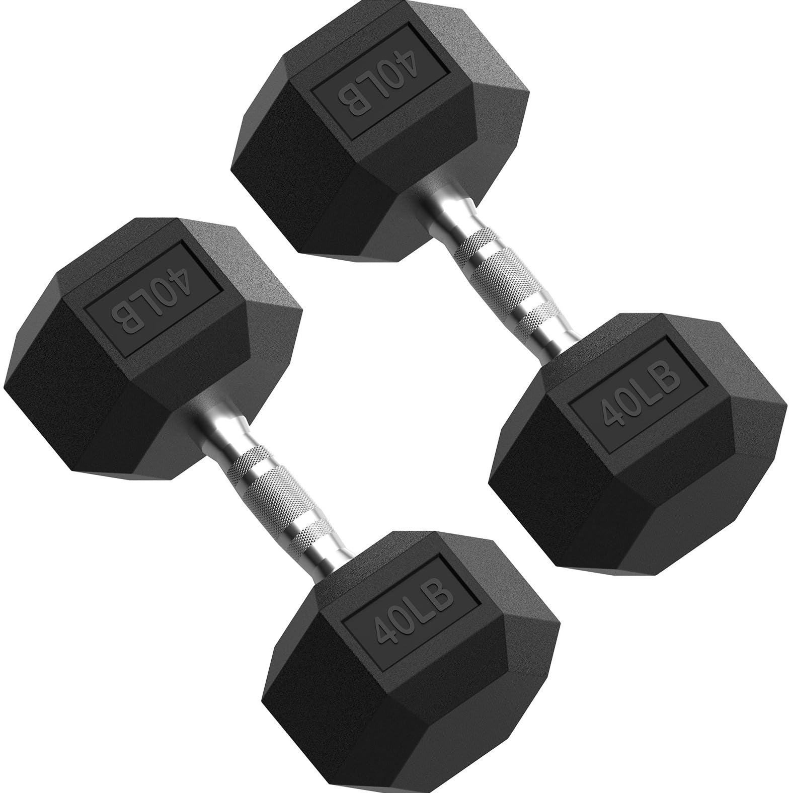PAPABABE HEX Dumbbell Set, Rubber Encased Home Gym Dumbbells, Exercise & Fitness Weights Dumbbells for Women & Men, Hand Weight for Strength Training Image