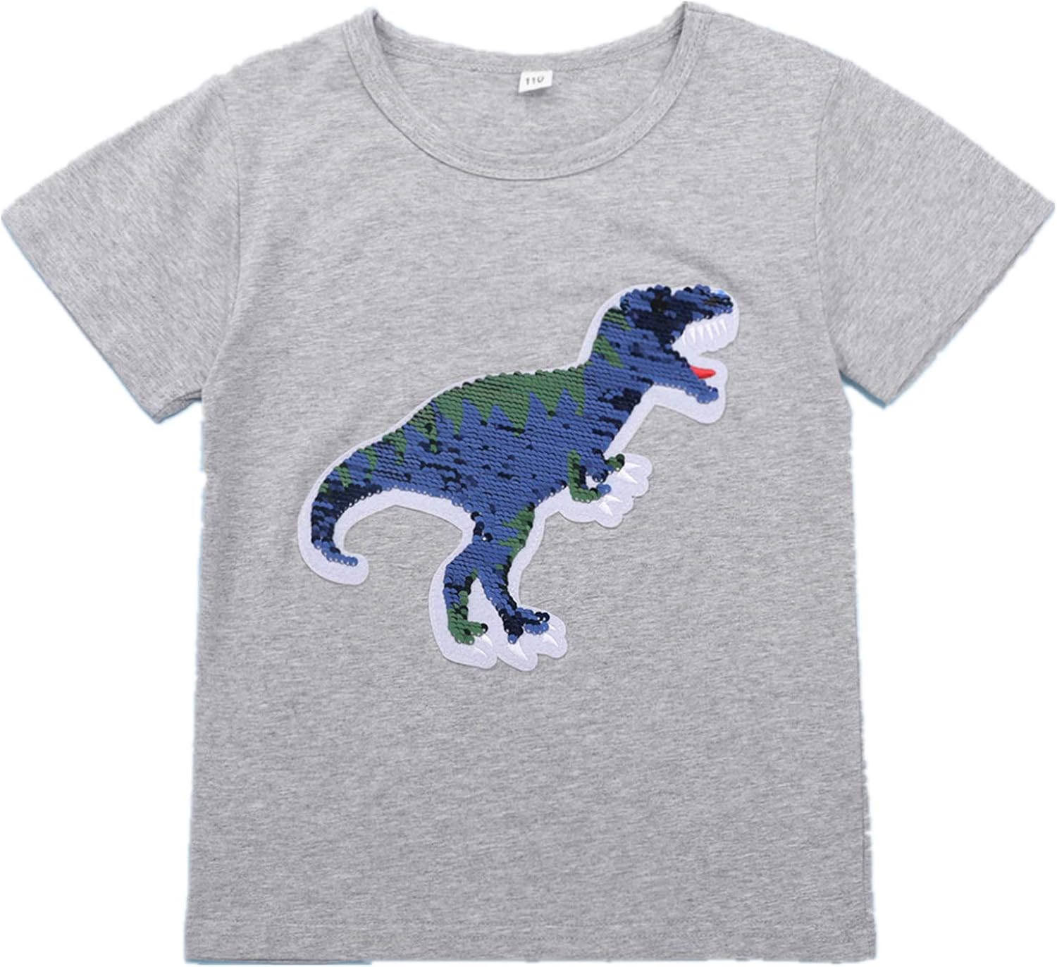 Amazon.com: Flip Sequins Dinosaur T-shirts for Boys Girls Magic Sequin Kids Short Sleeve Tops 
