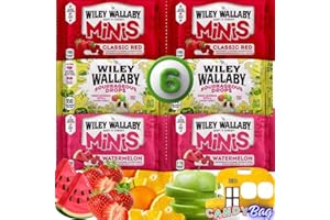 (PACK OF 6) Wiley Walaby Lover's 3 Flavors Variety - 6 Pieces of 3 Different Flavors - Strawberry, Watermelon, and Sourrageous (Sour Licorice Drops) - Unique Pack of Licorice - One Resealable Candies ZipBag from Think Candy Included (3 FLAVORS VARIETY PACK)