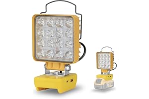 DigiGlow Cordless LED Work Light for Dewalt 18V/20V Battery - 37W 3700 Lumens, USB & Type-C Charging, Pivoting Head, Ideal for Workshop, Camping, Emergencies (Yellow)