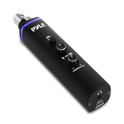 Pyle USB Mic Interface, XLR to USB Adapter with Phantom Power, Volume Control, Plug-and-Play Audio Interface for XLR Microphone Recording, Streaming, Podcasting, PC & Mac, 24-Bit Sound Card