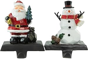Northlight Santa and Snowman Christmas Stocking Holders - 5.5" - Set of 2