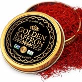 Golden Saffron, Finest Pure Premium All Red Saffron Threads, Grade A+ Super Negin, Non-GMO Verified. For Tea, Paella, Rice, Desserts, Golden Milk and Risotto (2.0 Grams)