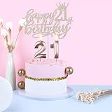 Amosking 21st Birthday Decorations for Her Sash Crown Cake Topper Balloons Kit view 8
