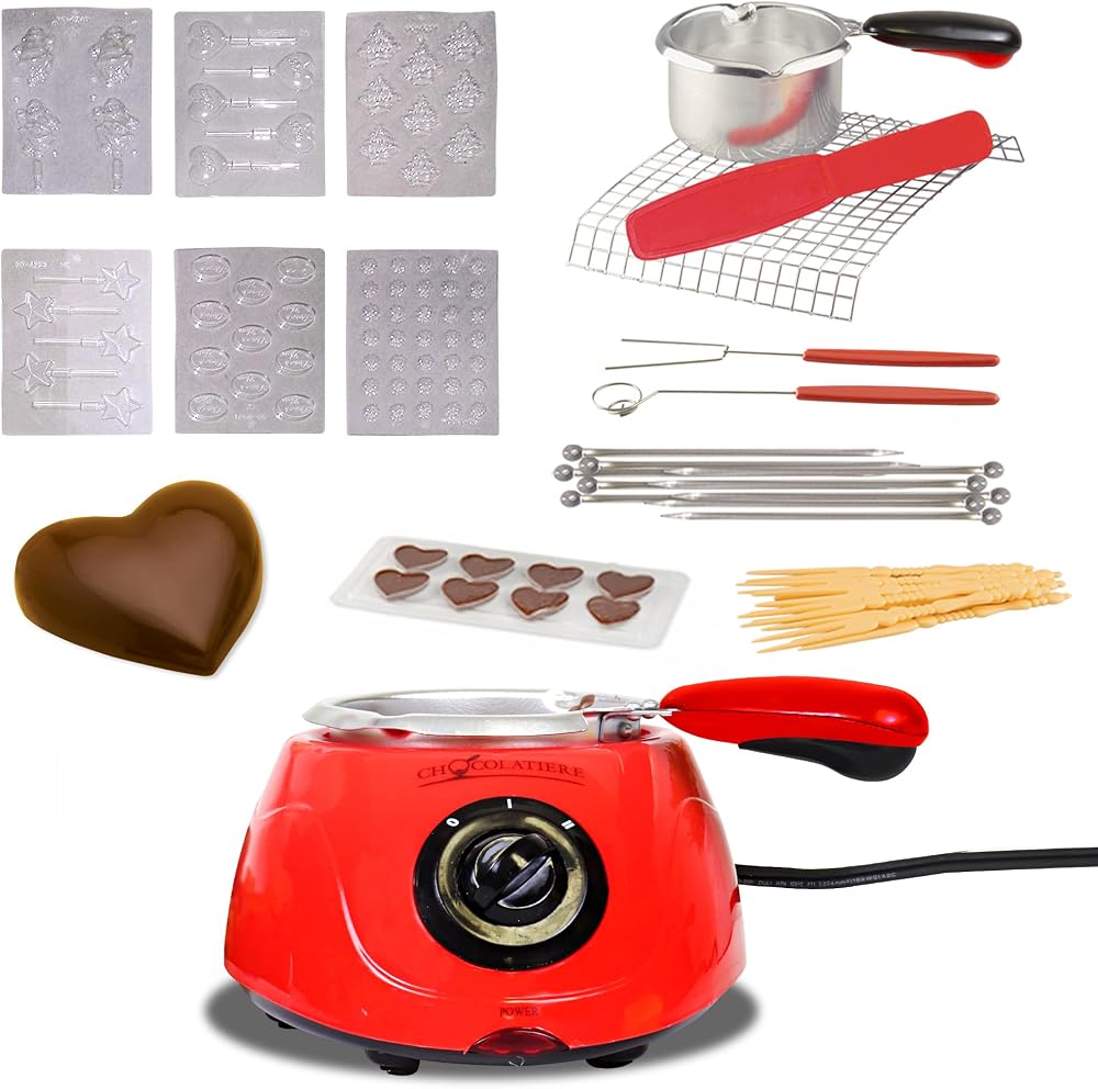 Koolatron Total Chef Chocolate Melting Pot 8.8 oz Fondue Set Red