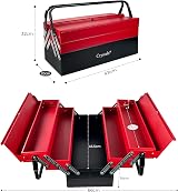 Crystals Tool Box Organiser 3 Level Cantilever with 5 Trays Red Black 47cm view 5