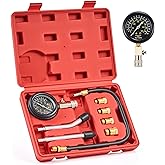 Orion Motor Tech Gasoline Compression Tester Kit, 8pc Petrol Engine Compression Tester Set with 0-21 Bars Pressure Gauge 4 Ad