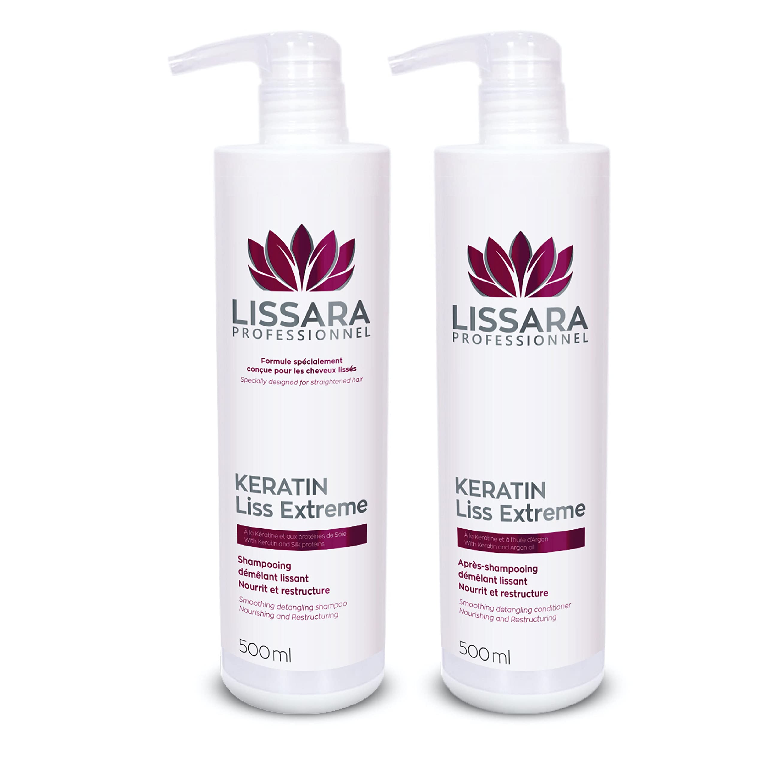Sulphate-Free Shampoo & Conditioner Duo - with keratin - Treatment for use after Brazilian Straightening Treatment – 2 x 500ml