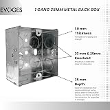 EVOGES Single Metal Back Box 35mm 1 Gang 1.0mm BS4662 Brass Terminal view 3