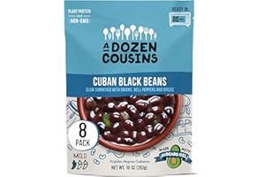 A DOZEN COUSINS MEALS A Dozen Cousins Seasoned Beans, Vegan and Non-GMO Meals Ready to Eat Made with Avocado Oil (Black Beans, 8 Pack)