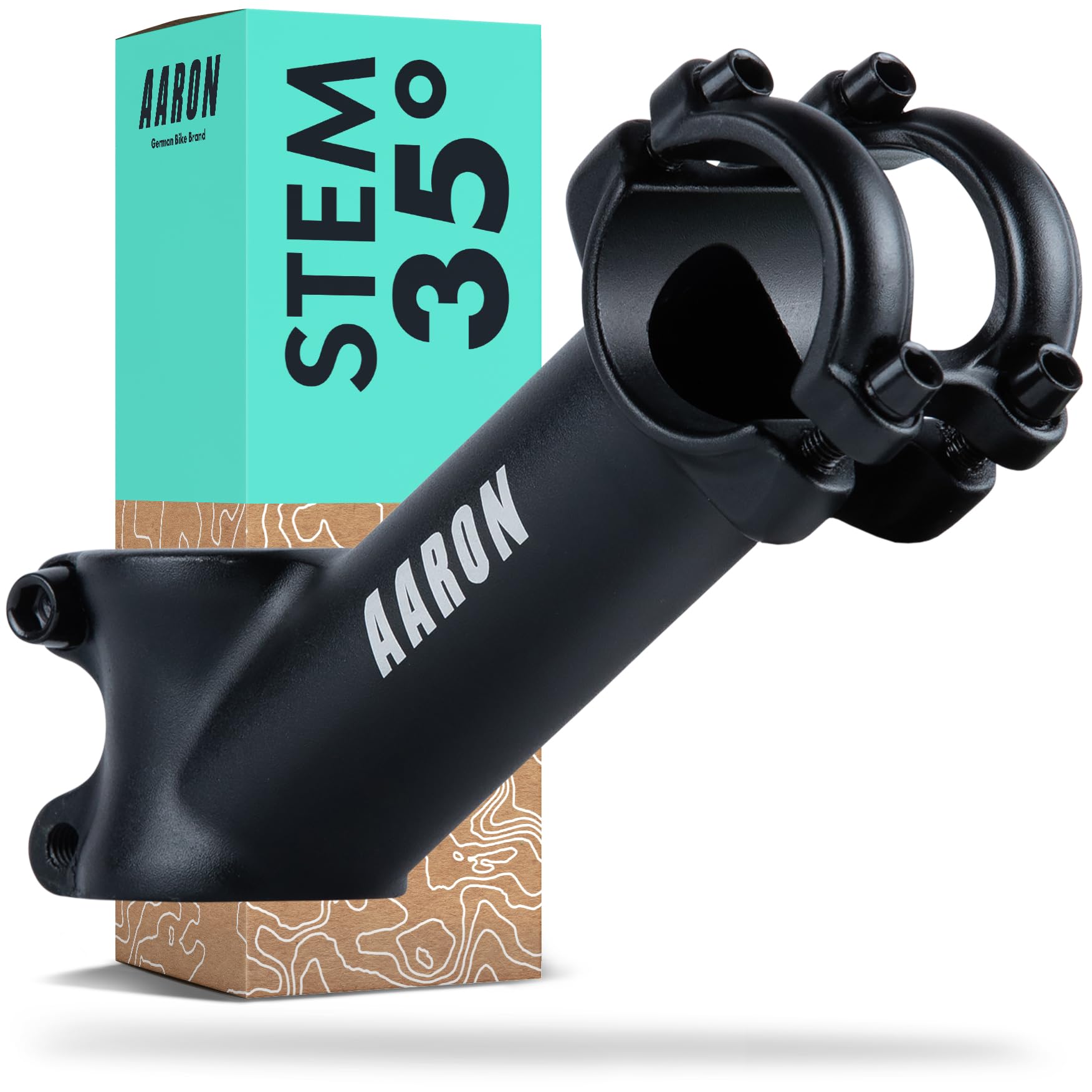 AARON Aluminium Bicycle Stem, 110mm, 35° Angle, Suitable for Trekking, E-Bikes, City, Cargo, MTB