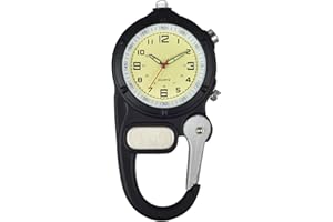 JewelryWe Men Women Clip-on Quartz Watch Backpack Fob Belt Watch Luminous Mini Microlight Pocket Watch for Rock Climbing Doctors Nurses Outdoor Activities