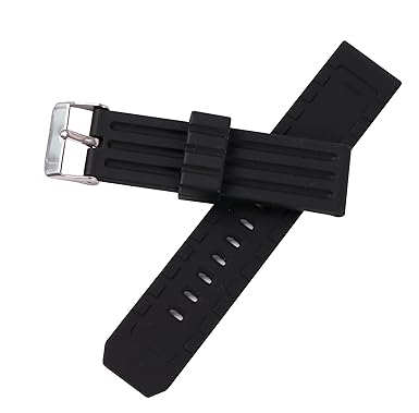 22Mm Oderless Stainless Steel Pin Buckle Black Rubber Watch Band Waterproof Sport for Various of Watches