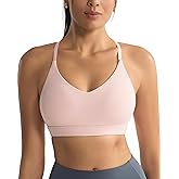 RUNNING GIRL V-Neck Sports Bras for Women - Adjustable Thin Straps Wireless Padded Yoga Top Low Impact